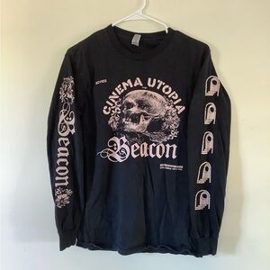 Beacon Black Long-Sleeve Graphic Tee with Pink Skull